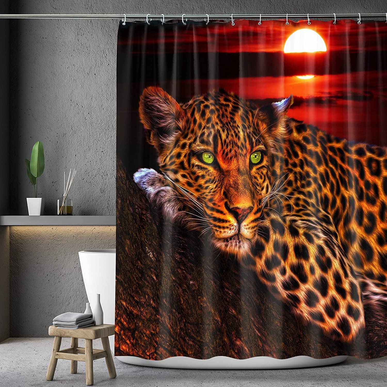 Cheetah Leopard Shower Curtain, African Bathroom Decor