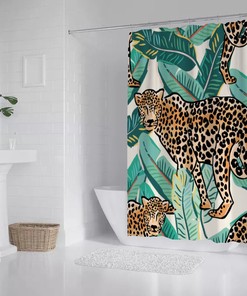 Cheetah Print Bath Shower Curtain - Stylish Animal Print Fabric Curtain