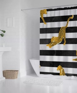 Cheetah Striped Shower Curtain, Elegant Bathroom Decoration
