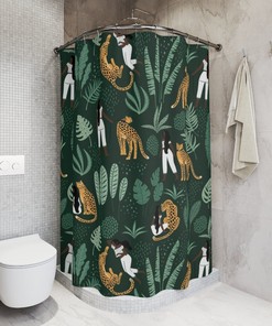 Cheetah Walk Shower Curtain, African-American Bathroom Decor