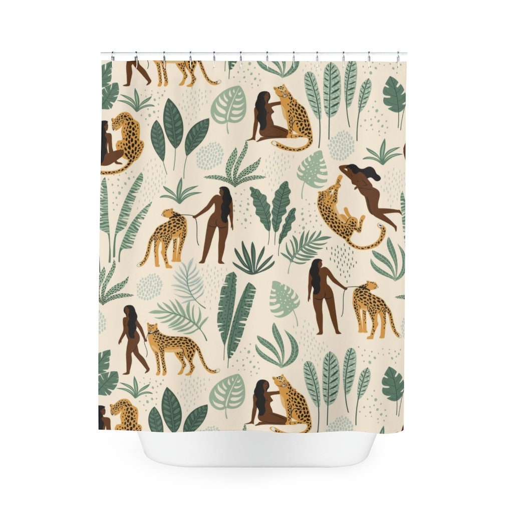 Cheetah Woman Shower Curtain, Black Woman Art For Your Bathroom - Image 2