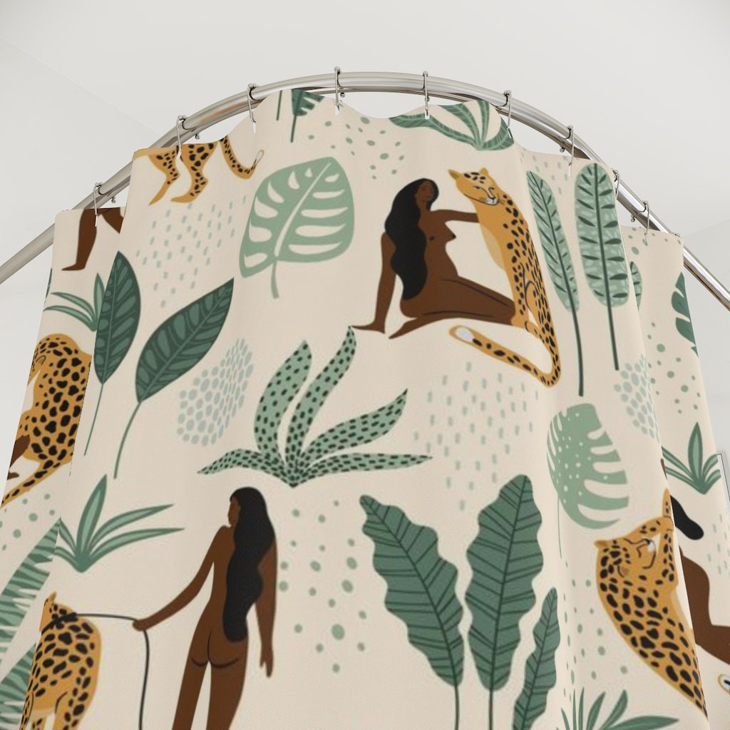 Cheetah Woman Shower Curtain, Black Woman Art For Your Bathroom - Image 3