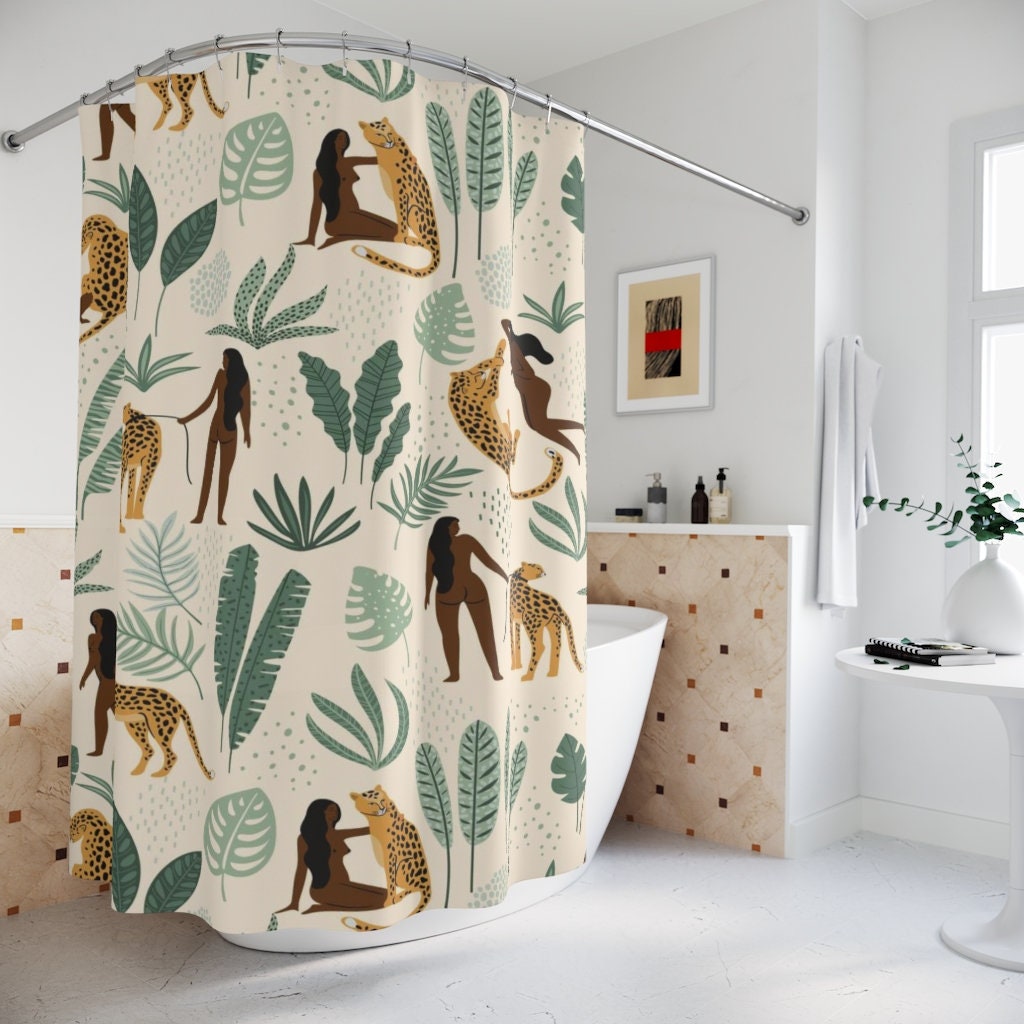 Cheetah Woman Shower Curtain, Black Woman Art For Your Bathroom - Image 4