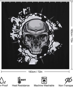 Chef Skull Personalized Fabric Shower Curtain, Soft and Lightweight Bathroom Decor