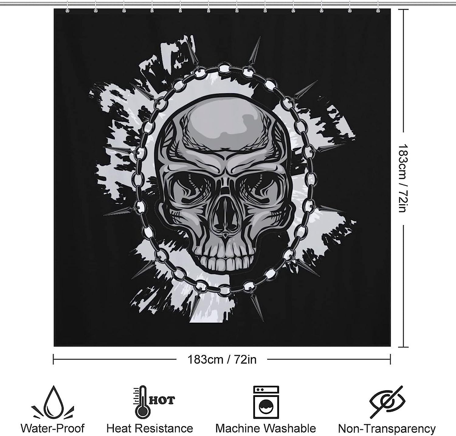 Chef Skull Personalized Fabric Shower Curtain, Soft and Lightweight Bathroom Decor