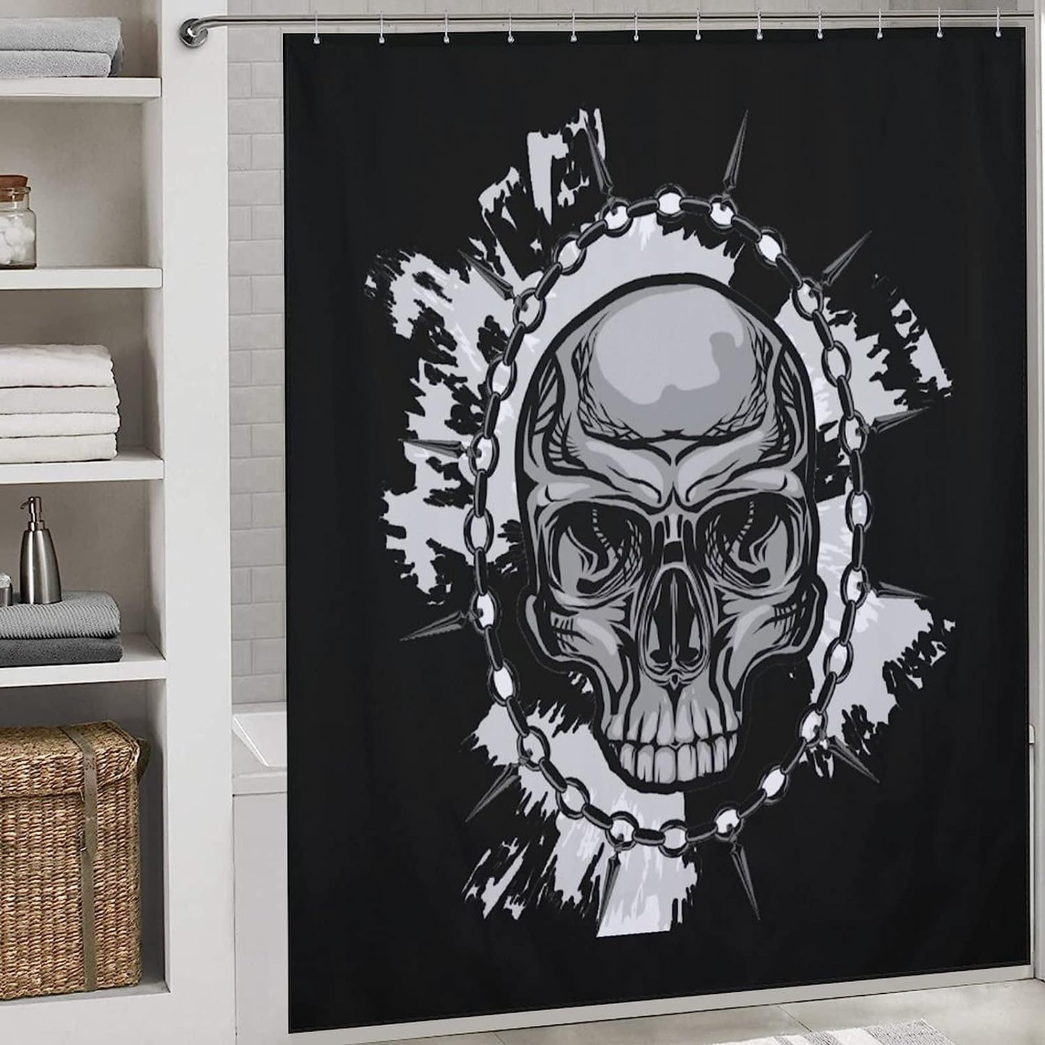 Chef Skull Personalized Fabric Shower Curtain, Soft and Lightweight Bathroom Decor