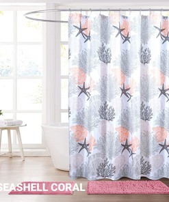 Chenille Sea Shells Pattern Bathroom Shower Curtain Fabric for an Elegant Look