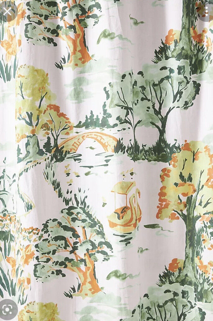 Cheri Organic Chinosella Green Shower Curtain With Elegant Floral Design - Image 4
