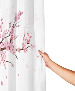 Cherry Blossom Floral Print Shower Curtain, Customized Fabric Sakura Plum Blossom Bath Curtain