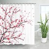 Cherry Blossom Pink Bathroom Shower Curtain with Tree Branch Design