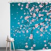 Cherry Blossom Shower Curtain In Japanese Floral Sakura Style, Waterproof Fabric For Bathroom Decor