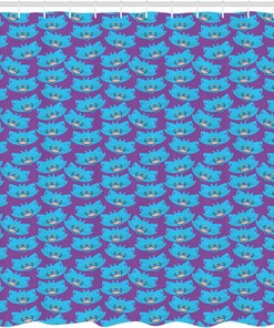 Cheshire Cat Cartoon Animal Shower Curtain on Purple Background - Unique Shower Curtains