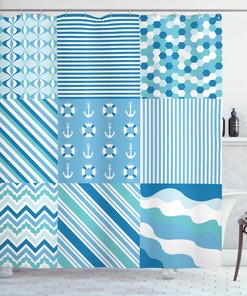 Chevron Anchor Print Shower Curtain, Stylish Bathroom Decoration