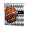Chevron Grey & White Personalized Basketball Shower Curtain - Fabric Gift For Girls Or Boys #259