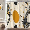 Chic And Artsy Boho Shower Curtain In Abstract Mid Century Rustic Beige Cute And Unique Bathroom Curtain Decor