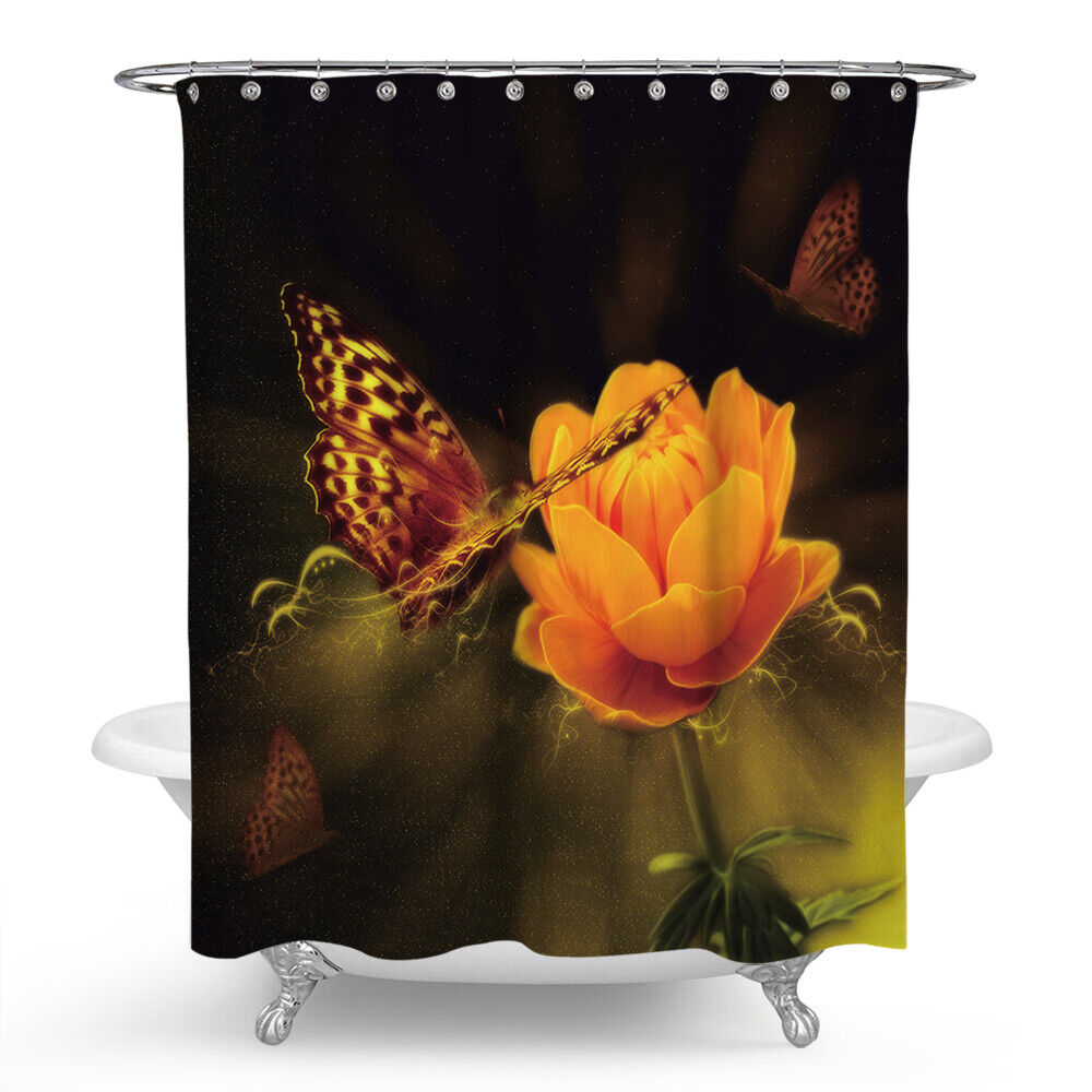 Chic And Bold Butterfly Flower Shower Curtain For Vibrant Bathroom Decor - Image 2