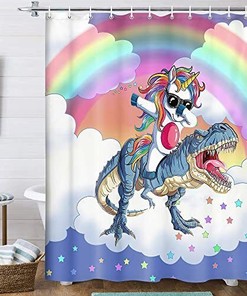 Chic And Sleek Dinosaur Shower Curtain Made With High-Quality And Waterproof Fabric For A Durable Bathroom Decor