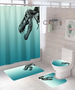 Chic And Stylish Dinosaur Shower Curtain Made With High-Quality Fabric For A Modern And Elegant Bathroom Look