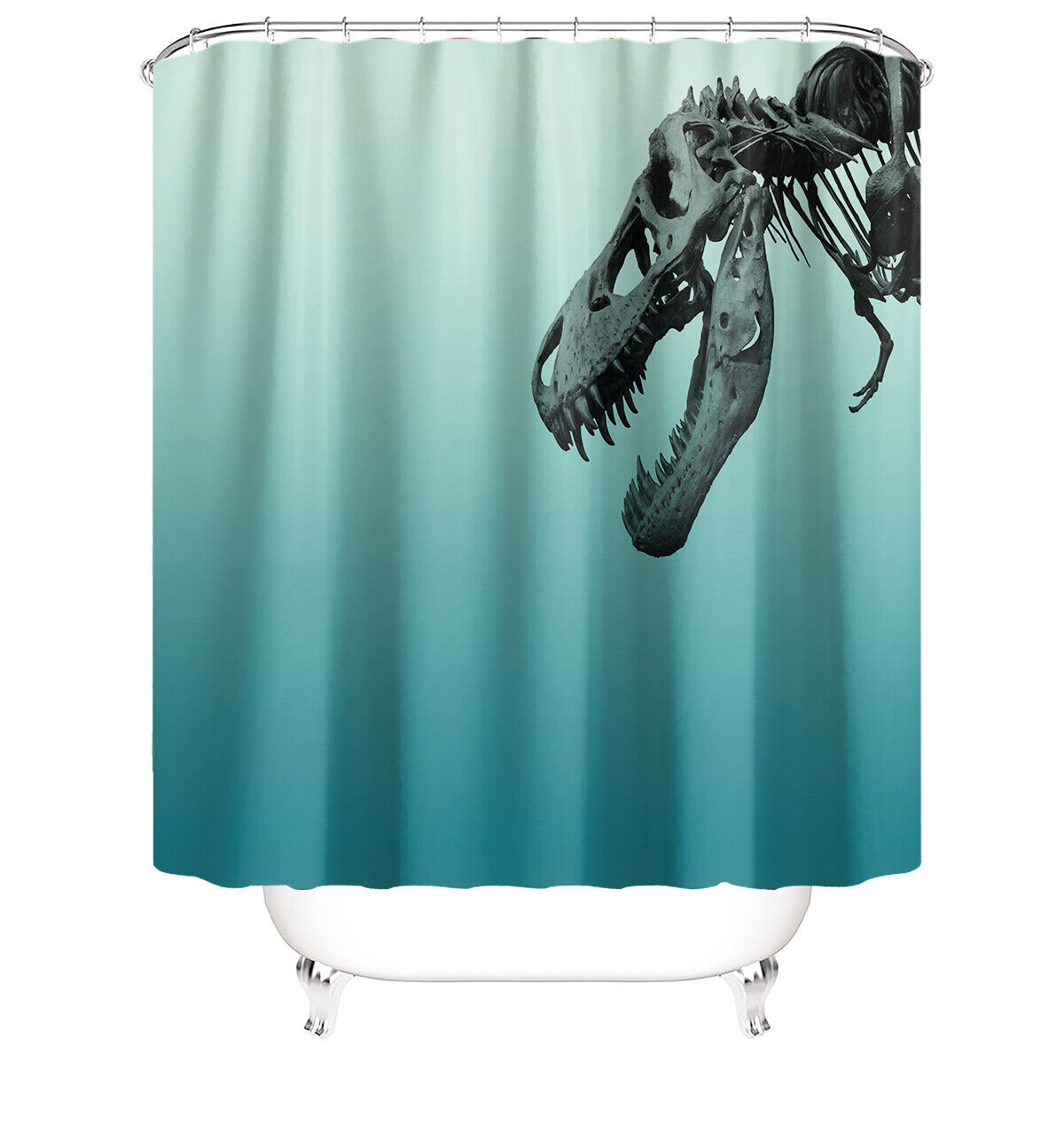 Chic And Stylish Dinosaur Shower Curtain Made With High-Quality Fabric For A Modern And Elegant Bathroom Look - Image 2