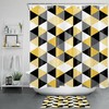 Chic Black, White, Gray Geometric Pattern on Yellow Shower Curtain for Modern Bathroom Decor 