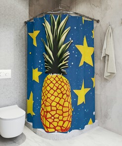 Chic Black and White Hawaiian Pineapple Shower Curtain 