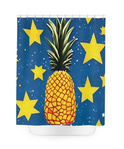 Chic Black and White Hawaiian Pineapple Shower Curtain
