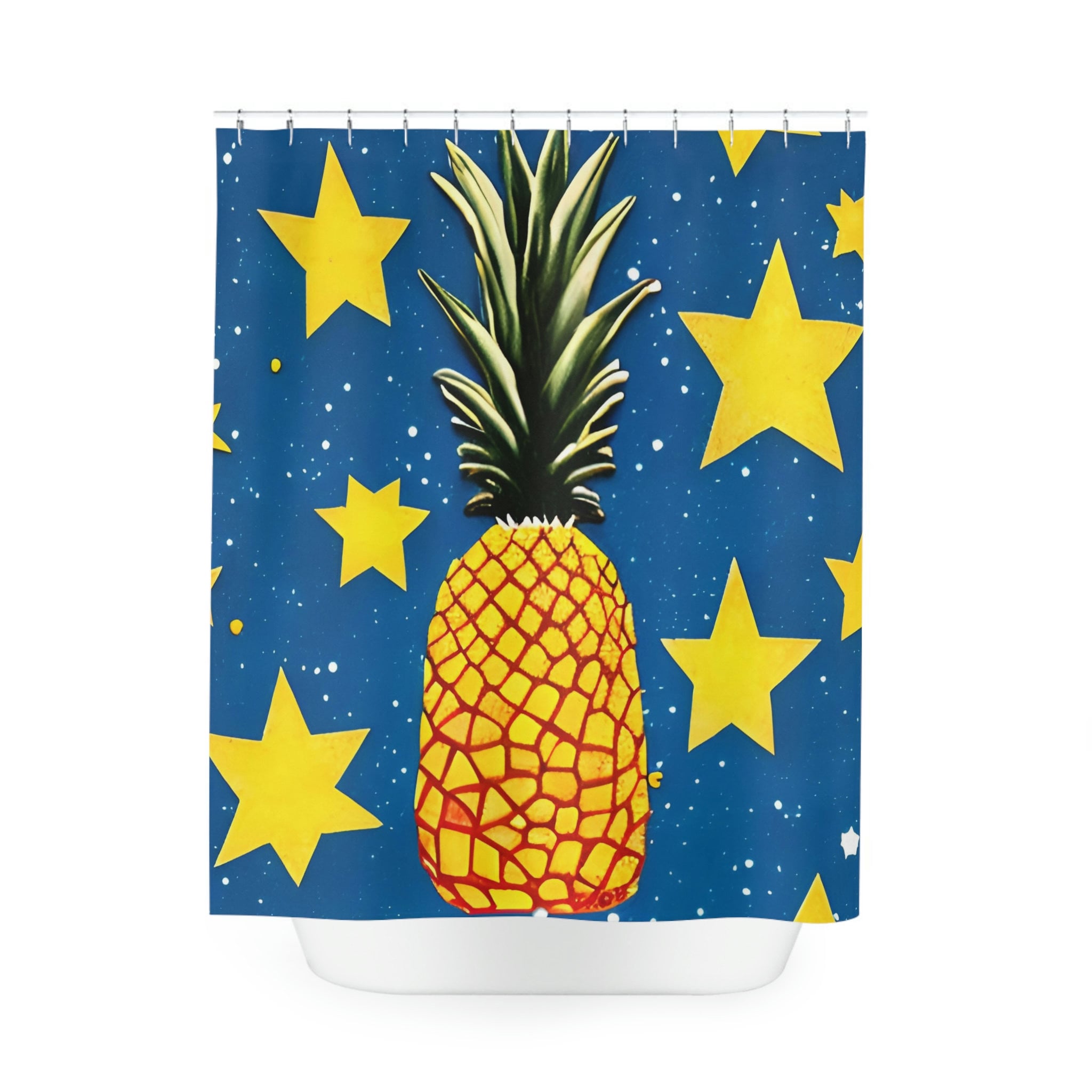 Chic Black and White Hawaiian Pineapple Shower Curtain