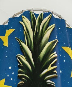 Chic Black and White Hawaiian Pineapple Shower Curtain