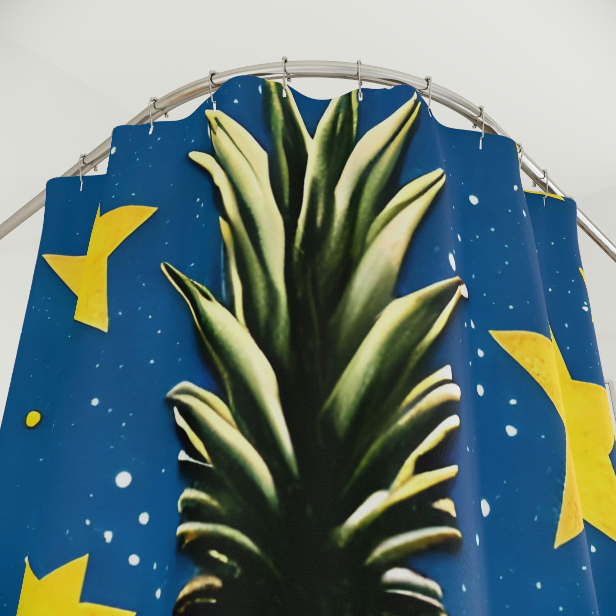 Chic Black and White Hawaiian Pineapple Shower Curtain