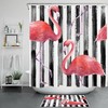 Chic Black and White Striped Flamingo Shower Curtain for Modern Bathrooms