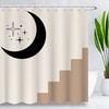Chic Boho Arch Moon Fabric Shower Curtain Waterproof For Bathroom With Minimalist Abstract Pattern