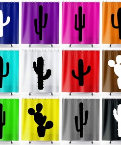 Chic Cactus Shower Curtain, Trendy Green Bathroom Decor