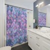 Chic Custom Mermaid Scales Shower Curtain with Flower Accessories, Coastal Gift, Beach House, Lake House Show 