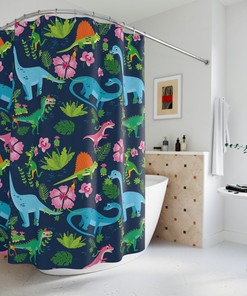 Chic Dinosaurs Shower Curtain For A Child'S Bathroom Decor