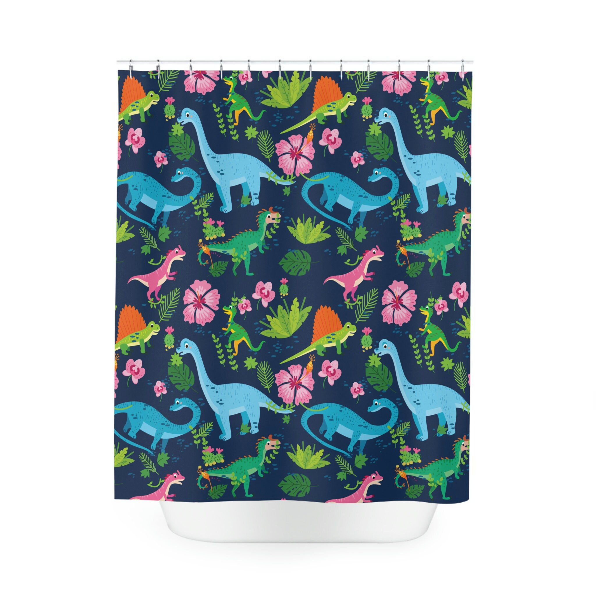 Chic Dinosaurs Shower Curtain For A Child'S Bathroom Decor - Image 2