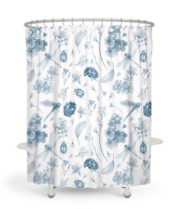 Chic Dragonfly Floral Shower Curtain With Optional Towels And Mat