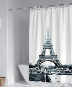 Chic Eiffel Tower Shower Curtain - Parisian Inspiration for Your Bathroom - Waterproof Fabric Curtain
