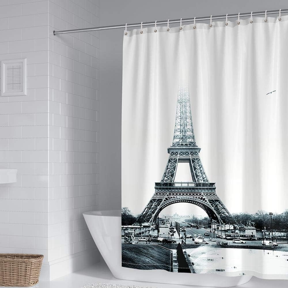 Chic Eiffel Tower Shower Curtain - Parisian Inspiration for Your Bathroom - Waterproof Fabric Curtain