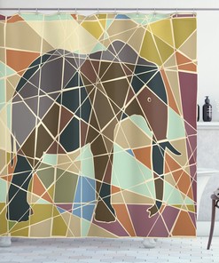Chic Elephant Shower Curtain With Pair Of Animals Dust Print For Your Bathroom