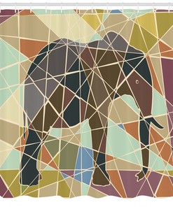 Chic Elephant Shower Curtain With Pair Of Animals Dust Print For Your Bathroom