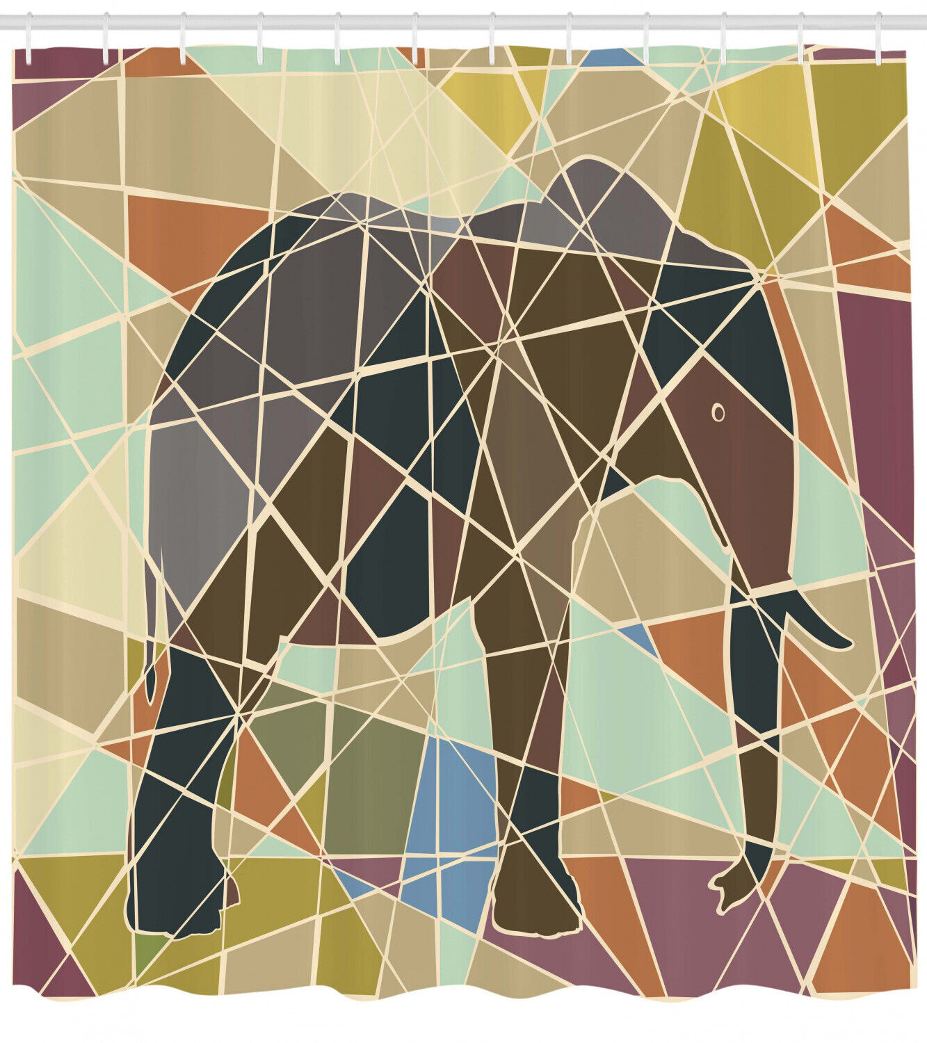 Chic Elephant Shower Curtain With Pair Of Animals Dust Print For Your Bathroom