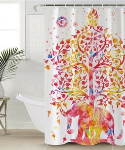 Chic Elephant Shower Curtain With Stable Silhouette Elephant Design For Your Bathroom