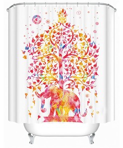 Chic Elephant Shower Curtain With Stable Silhouette Elephant Design For Your Bathroom