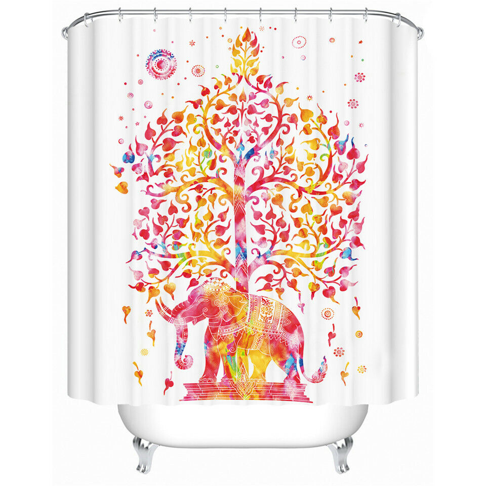 Chic Elephant Shower Curtain With Stable Silhouette Elephant Design For Your Bathroom