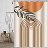 Chic Geometric Leaves Design Boho Modern Mid Century Shower Curtain For Waterproof Bathroom Decor