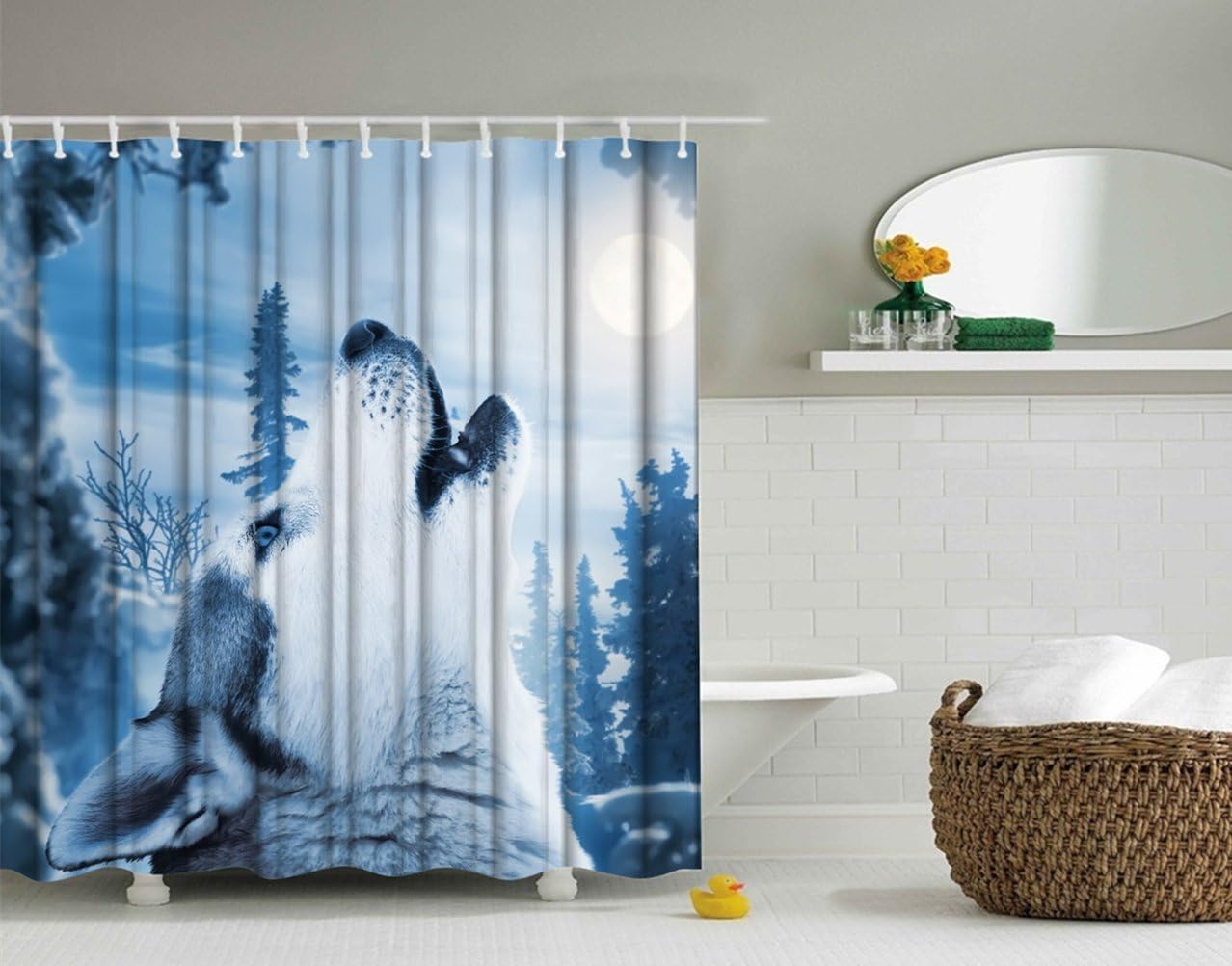 Chic Goodbath Wolf Shower Curtain Featuring Wildlife Animals - Waterproof And Stylish - Perfect For Any Bathroom