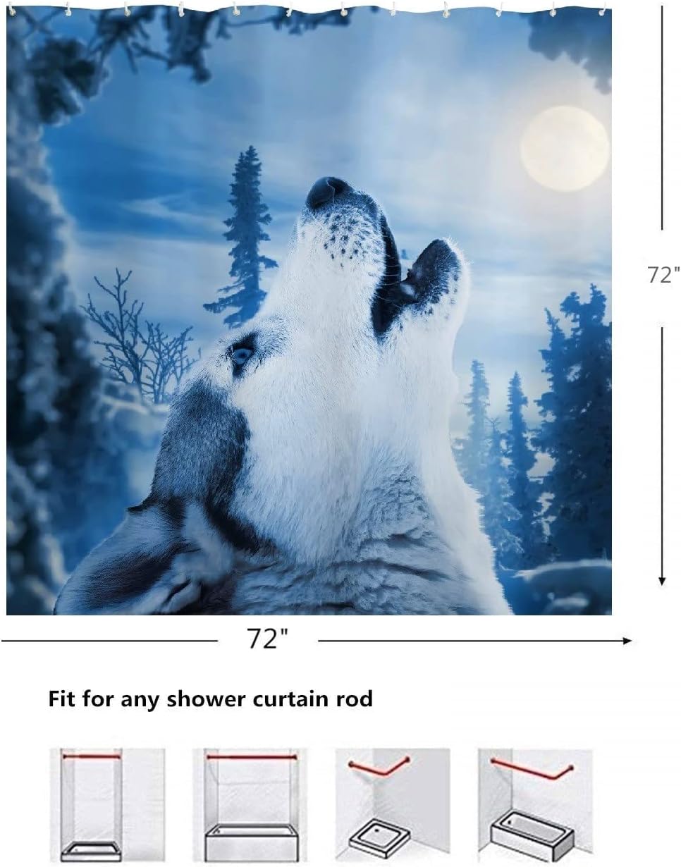 Chic Goodbath Wolf Shower Curtain Featuring Wildlife Animals - Waterproof And Stylish - Perfect For Any Bathroom