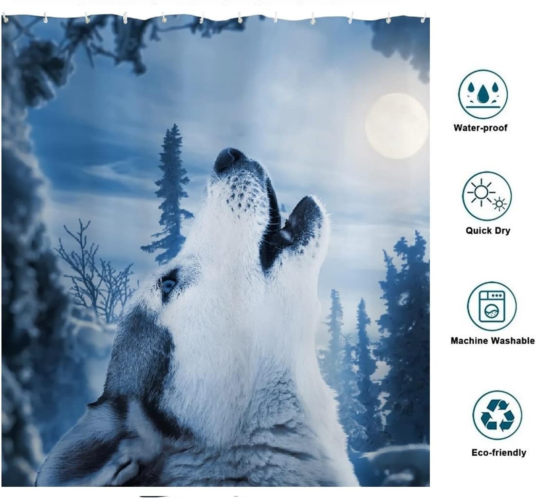 Chic Goodbath Wolf Shower Curtain Featuring Wildlife Animals - Waterproof And Stylish - Perfect For Any Bathroom