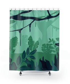 Chic Green Jungle Leaf Shower Curtain for Stylish Bathroom Decor 