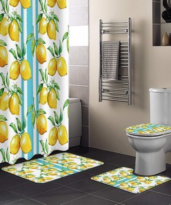 Chic Lemon Stripe Shower Curtain for Summer Bathroom Decor